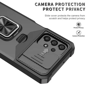 Удароустойчив калъф Metal Kickstand Camera Slider за Samsung Galaxy A23 4G / 5G, черен 4
