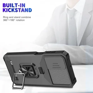 Удароустойчив калъф Metal Kickstand Camera Slider за Samsung Galaxy A23 4G / 5G, черен 3