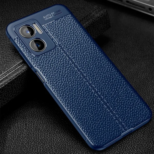 Силиконов калъф Litchi Texture за Xiaomi Redmi 10 5G / Redmi Note 11E 5G / Redmi 10 Prime+ 5G , Син 3