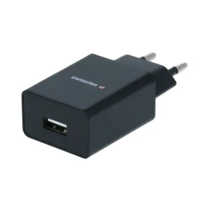 Зарядно Swissten SMART IC, 1x USB, 1A, с кабел MICRO USB, 1,2 M, черен