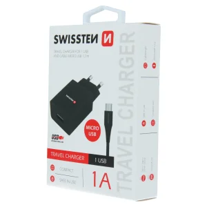Swissten SMART IC Charger, 1x USB, 1A, with MICRO USB cable, 1.2M, black 3