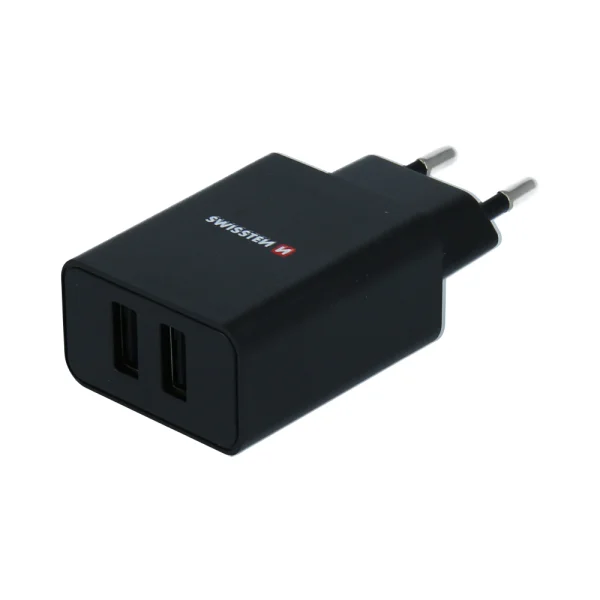 Зарядно Swissten SMART IC 2x USB 2,1A, с кабел MICRO USB, 1,2m, черен 1