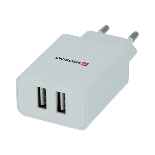 Charger Swissten SMART IC, 2x USB, 2.1A, with MICRO USB cable, 1.2m, white 1