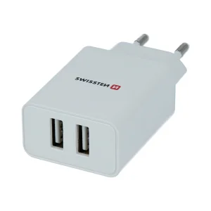 Зарядно Swissten SMART IC, 2x USB, 2.1A, с кабел MICRO USB, 1,2m, бял