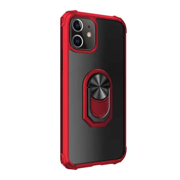 Shockproof case Kickstand for iPhone 12/12 Pro, Hybrid Ring Holder, Red 2