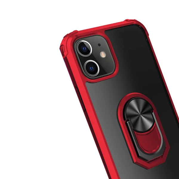 Shockproof case Kickstand for iPhone 12/12 Pro, Hybrid Ring Holder, Red 3