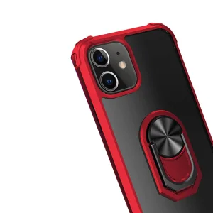 Shockproof case Kickstand for iPhone 12/12 Pro, Hybrid Ring Holder, Red 3