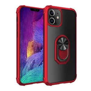 Удароустойчив калъф Kickstand за iPhone 12/12 Pro, Hybrid Ring Holder, Червен