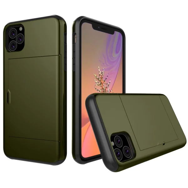 Shockproof case Plastic Card Holder for iPhone 11 Pro, green 3