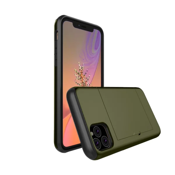 Shockproof case Plastic Card Holder for iPhone 11 Pro, green 2