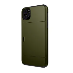 Удароустойчив калъф Plastic Card Holder за iPhone 11 Pro, зелен