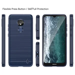 Carbon Silicone Case for Nokia C21, Blue 3
