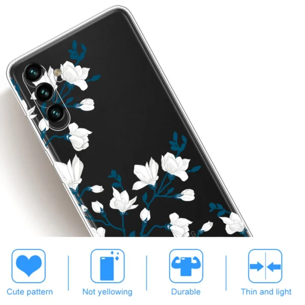 Силиконов калъф за Samsung Galaxy A13 5G / A04s 4G, бели цветя 3