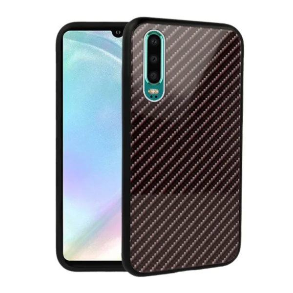 Стъклен гръб със силиконова лайстна Glass за Huawei P30, Тъмно сив 4