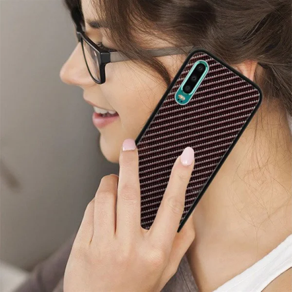Стъклен гръб със силиконова лайстна Glass за Huawei P30, Тъмно сив 6