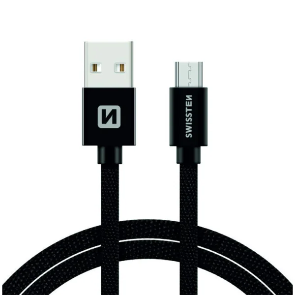 Cable SWISSTEN TEXTILE, USB to Micro USB, 1.2 m, black 1