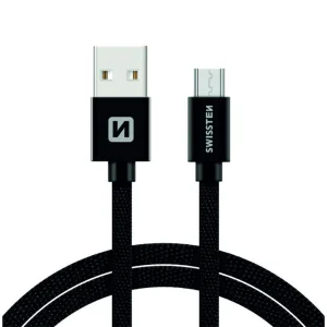 Кабел SWISSTEN TEXTILE, USB към Micro USB, 1.2 m, черен