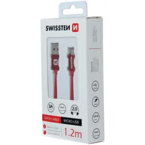 Кабел SWISSTEN TEXTILE, USB към Micro USB, 1.2 m, червен 3