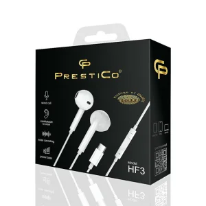 Headphones with microphone Prestico HF3, Type C, white 4