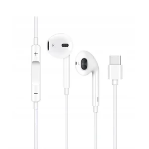 Слушалки с микрофон Prestico HF3, Type C, бял