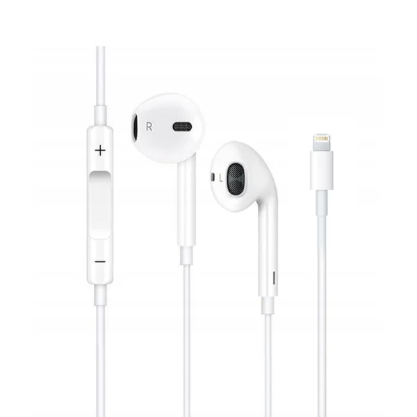Headphones with microphone Prestico HF3, LIGHTNING, white 1
