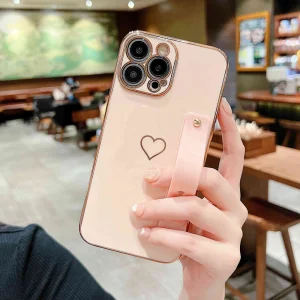 Силиконов калъф Heart за iPhone 13 Pro, розов 3