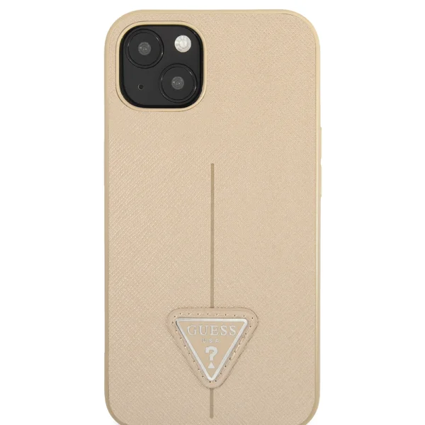 Калъф Guess SaffianoTriangle Logo за iPhone 14, бежов 1