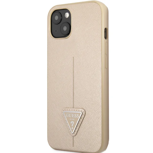 Калъф Guess SaffianoTriangle Logo за iPhone 14, бежов 3