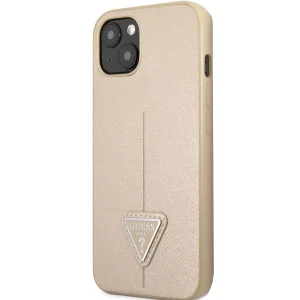 Калъф Guess SaffianoTriangle Logo за iPhone 14, бежов 3