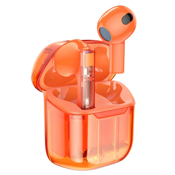 Borofone TWS BW23 Crystal Bean Transparent Edition Earphones, orange 2