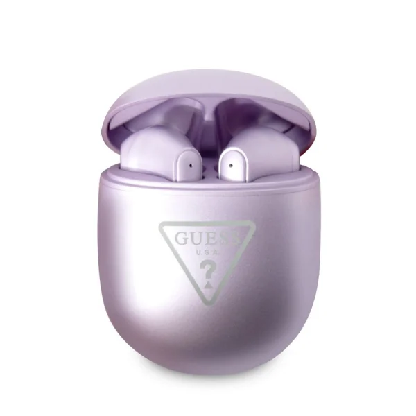 Guess True Wireless Triangle Logo BT5.2 Earphones, GUTWST82TRU, Purple, TWS, 3666339099350 1