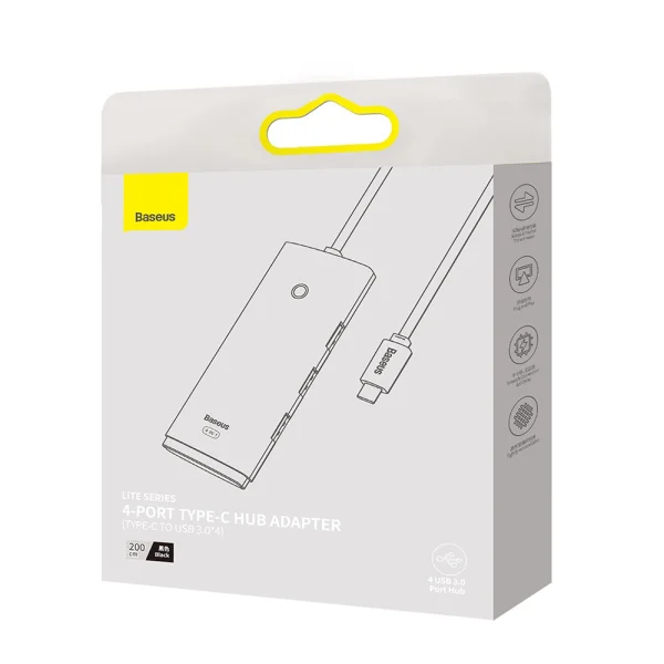 Адаптер Baseus Hub, Type C към 4 X USB3.0, 2 m, черен 3