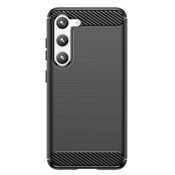 Silicone Case Carbon Fibre Brushed for Samsung Galaxy S23 Plus, Black 3