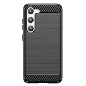 Silicone Case Carbon Fibre Brushed for Samsung Galaxy S23 Plus, Black 3