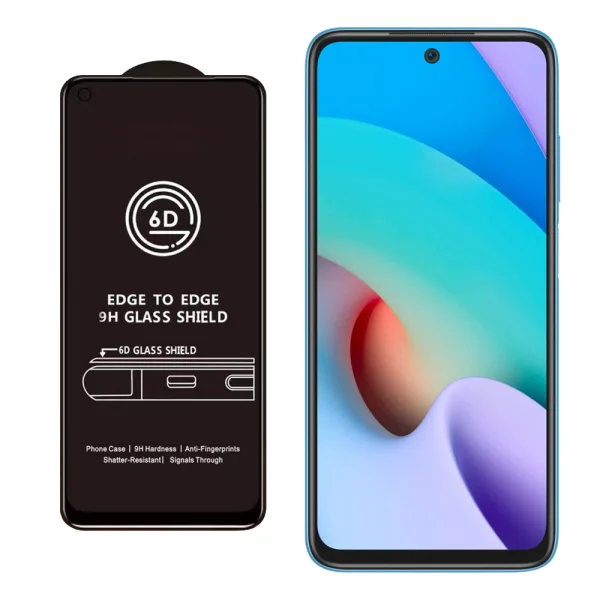 Стъклен протектор Veason 6D Pro Full Glue за Xiaomi Redmi 10, Черен 2