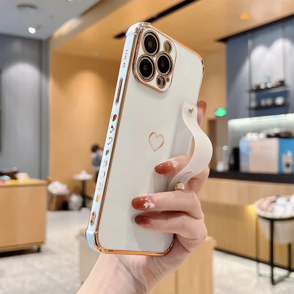 Силиконов калъф за iPhone 13 Pro, Kickstand strap, бял 2