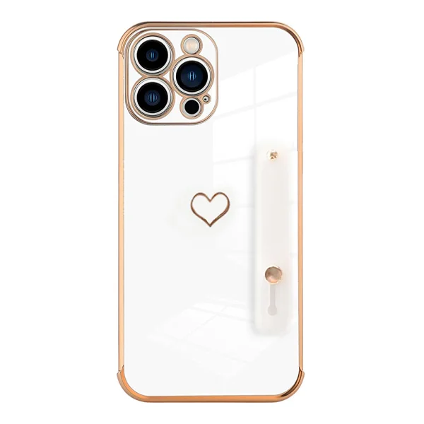 Силиконов калъф за iPhone 13 Pro, Kickstand strap, бял 1