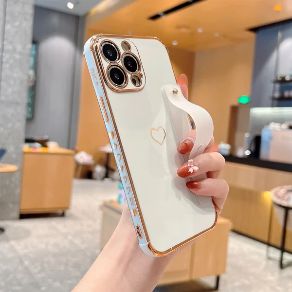 Силиконов калъф за iPhone 13 Pro, Kickstand strap, бял 4