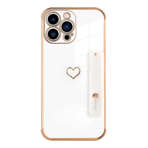 Силиконов калъф за iPhone 13 Pro, Kickstand strap, бял