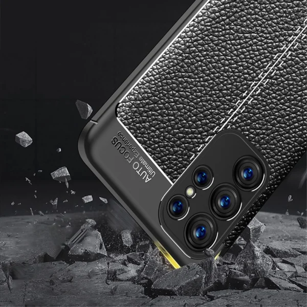 Silicone case Litchi for Samsung Galaxy S23 Ultra, black 4