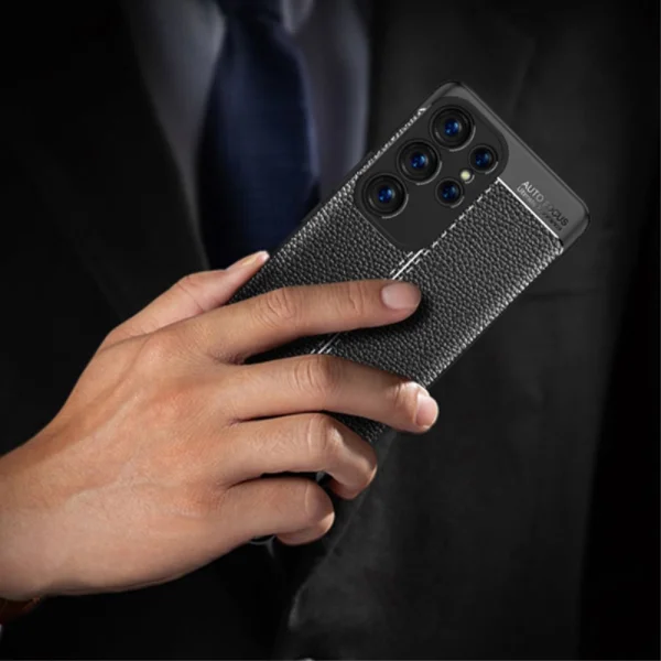 Silicone case Litchi for Samsung Galaxy S23 Ultra, black 6