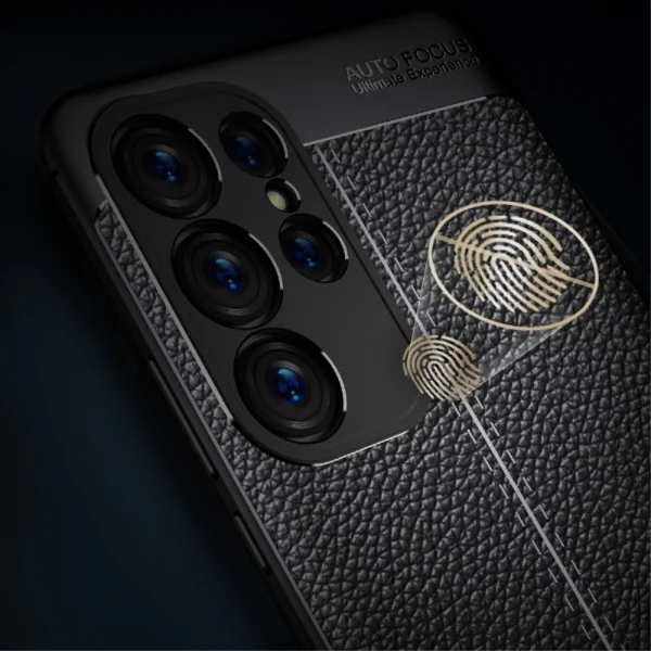 Silicone case Litchi for Samsung Galaxy S23 Ultra, black 5