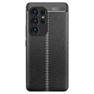 Силиконов калъф Litchi за Samsung Galaxy S23 Ultra, черен