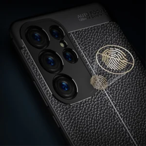 Silicone case Litchi for Samsung Galaxy S23 Ultra, black 5