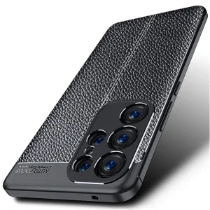 Silicone case Litchi for Samsung Galaxy S23 Ultra, black 3