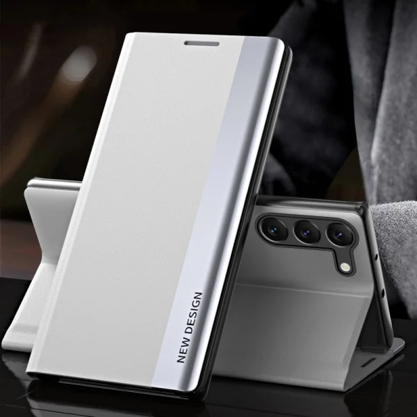 Калъф Тефтер Electroplating за Samsung Galaxy S23, бял 2