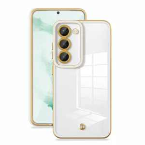 Silicone case for Samsung Galaxy S23, Electroplated, white