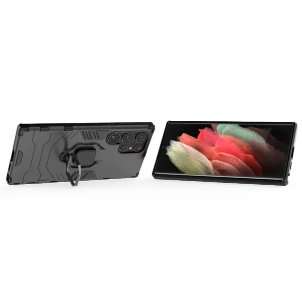 Удароустойчив Калъф Hybrid Cover за Samsung Galaxy S23 Ultra, с поставка, Черен 3