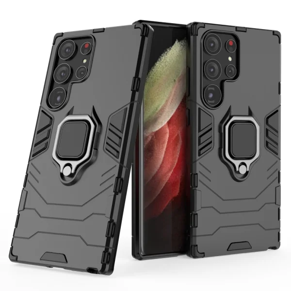 Удароустойчив Калъф Hybrid Cover за Samsung Galaxy S23 Ultra, с поставка, Черен 2
