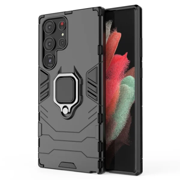 Удароустойчив Калъф Hybrid Cover за Samsung Galaxy S23 Ultra, с поставка, Черен 1